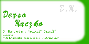 dezso maczko business card